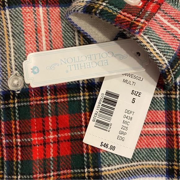 Edgehill Collection, NWT boy 5T Red Green plaid shirt, long sleeve Holiday - Picture 4 of 5
